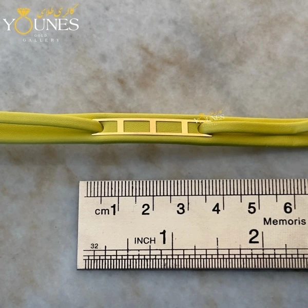 دستبند طلا زنانه چرمی مستطیل مینیمال L441